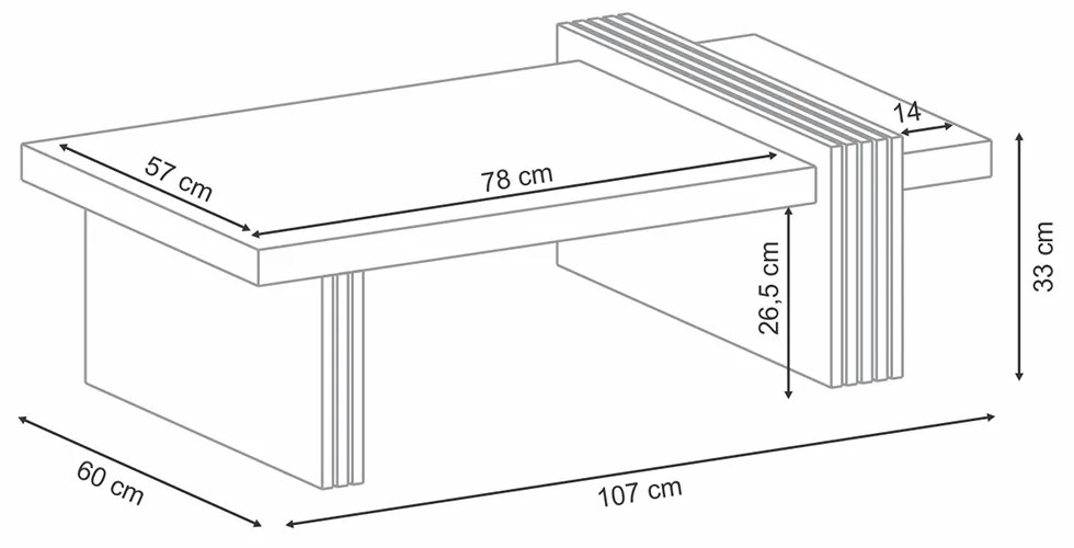 Mesa de Centro para Sala de Estar Riad Nature/Preto G26 - Gran Belo