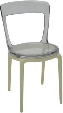 Cadeira Luna C em policarbonato e base bege Tramontina 92090212
