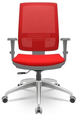 Cadeira Brizza Diretor Grafite Tela Vermelha Assento Aero Vermelho Base RelaxPlax Alumínio - 66044 Sun House