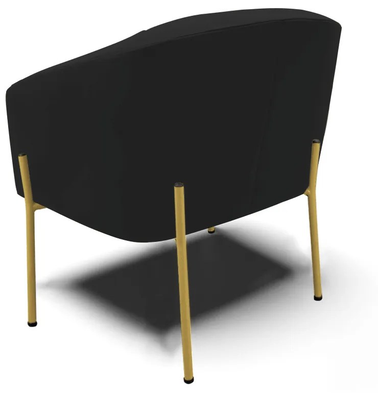 Poltrona Decorativa Pé de Ferro Dourado Kit 2 Stella Veludo D03 - D'Rossi - Preto