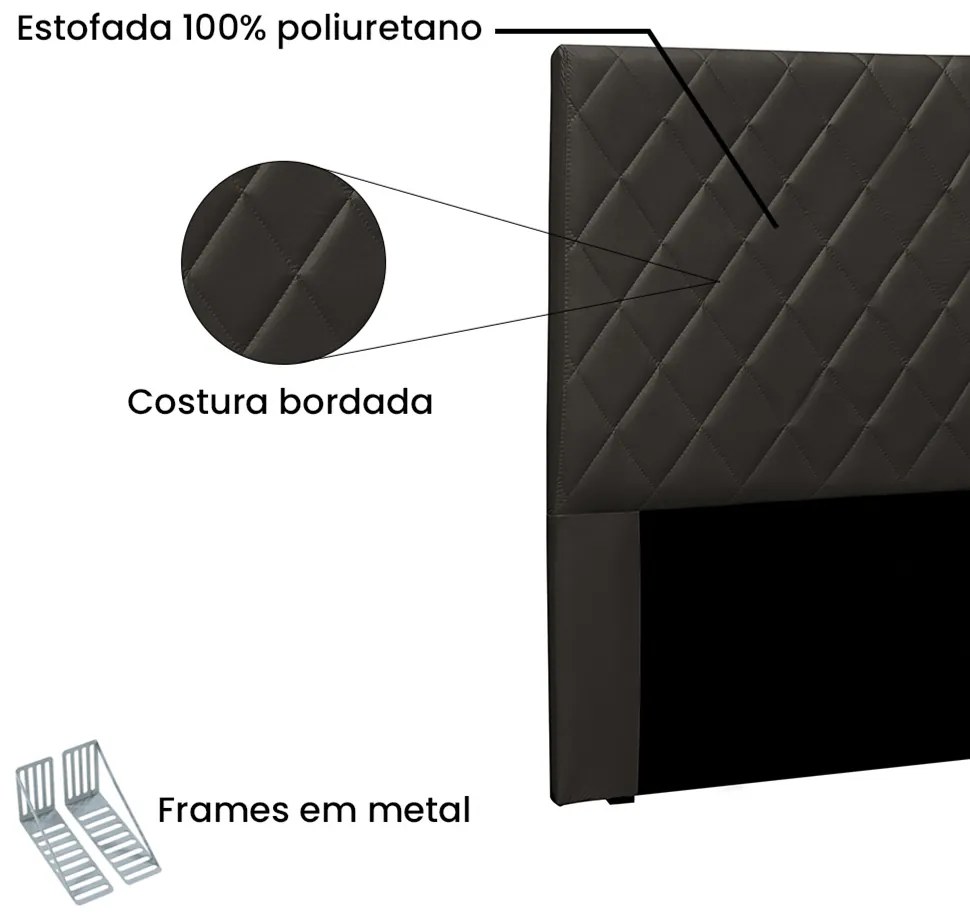 Cabeceira Dubai Para Cama Box King 195 cm Corino - D'Rossi - Marrom