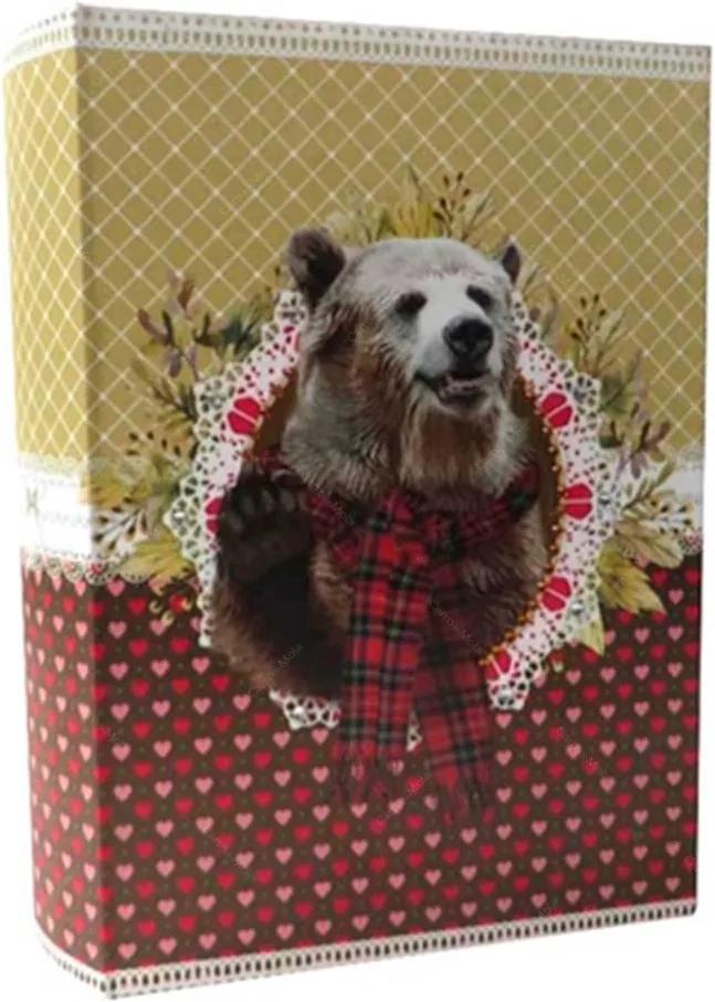 Book Box Pet Pop Urso Colorido em Tecido - 30x20 cm