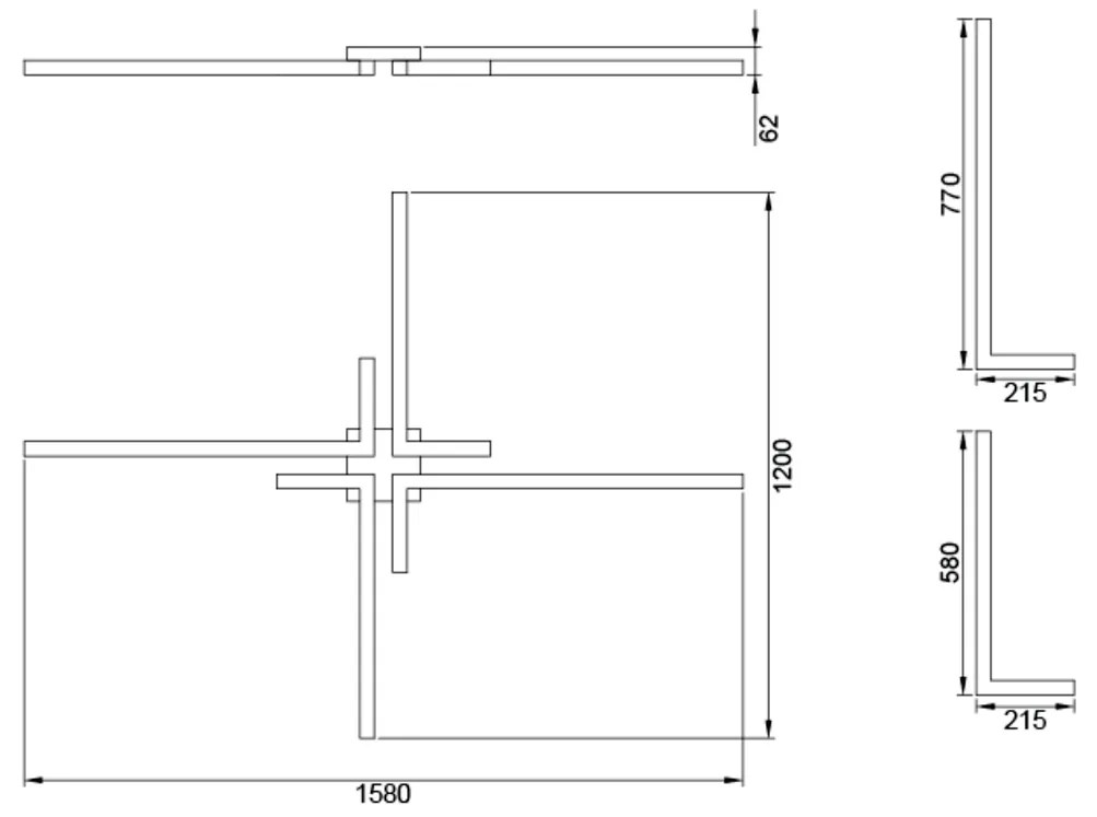 Plafon Play Retangular 120X158Cm Led 73,8W Bivolt / "l" C/ 21,5X58Cm E... (ORN-M - Ouro Novo Metálico, 3000k)