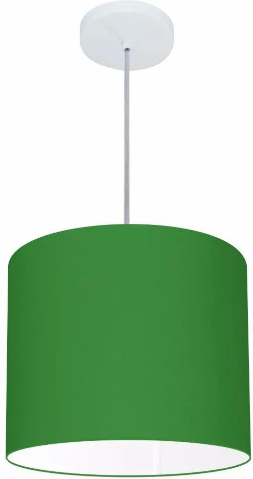 Lustre Pendente Cilíndrico Md-4054 Cúpula em Tecido 30x21cm Verde Folha - Bivolt