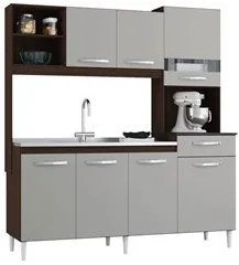 Kit Cozinha Compacta para Pia sem Tampo 7 Portas Veronez P11 Chocolate