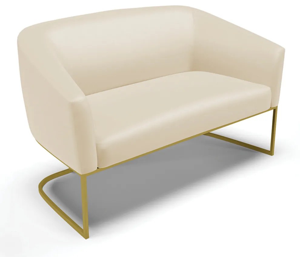 Namoradeira e 2 Poltronas Industrial Dourado Stella Sintético D03 - D'Rossi - Bege