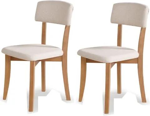 Kit 2 Cadeiras Clean com Assento e Encosto Estofados - Bege Claro