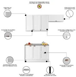 Armário de Cozinha Modulado 3 Peças Com Pia Inox CJ7 Duna P09 Branco -