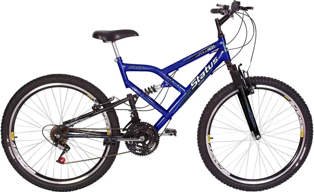Bicicleta Status Bike Aro 26 18v Dupla Suspensão - Azul