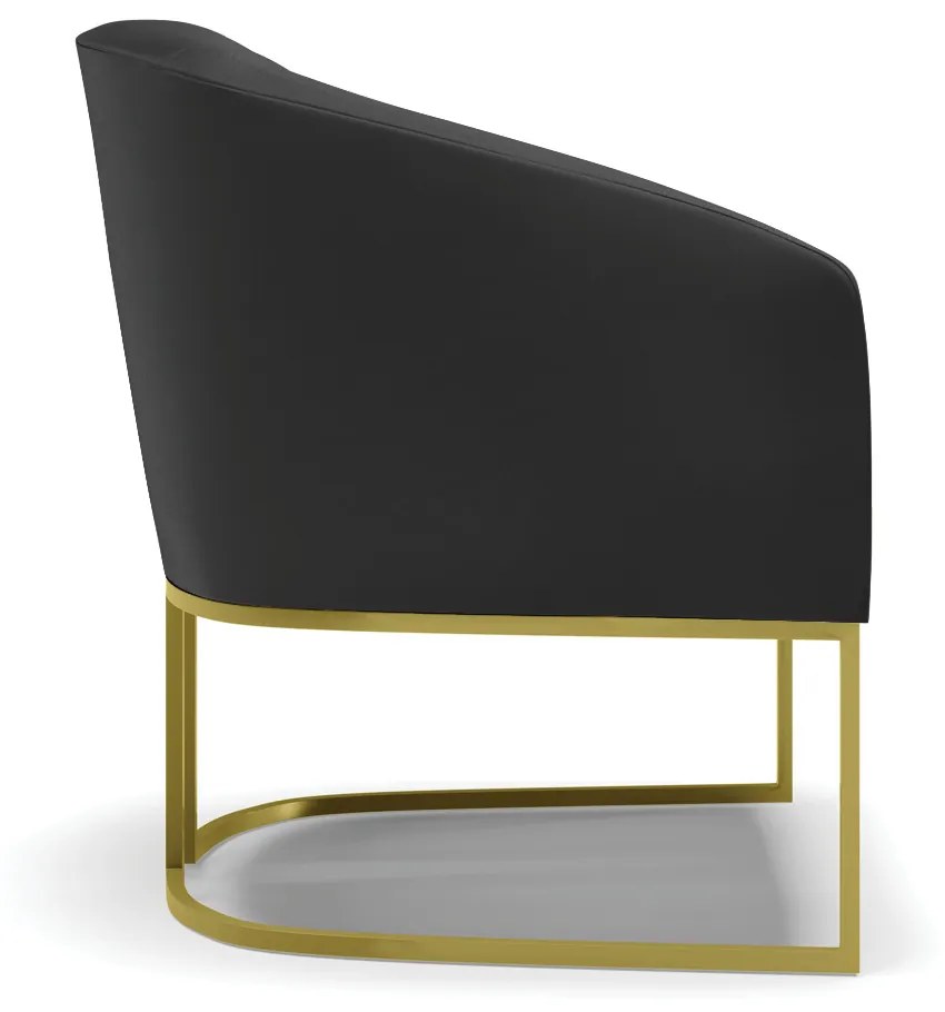 Poltrona Decorativa Industrial Dourado kit 2 Stella Sintético D03 - D'Rossi - Preto
