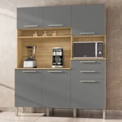 Armário de Cozinha Compacta 160cm Montreal Z06 Freijó/Gris - Mpozenato