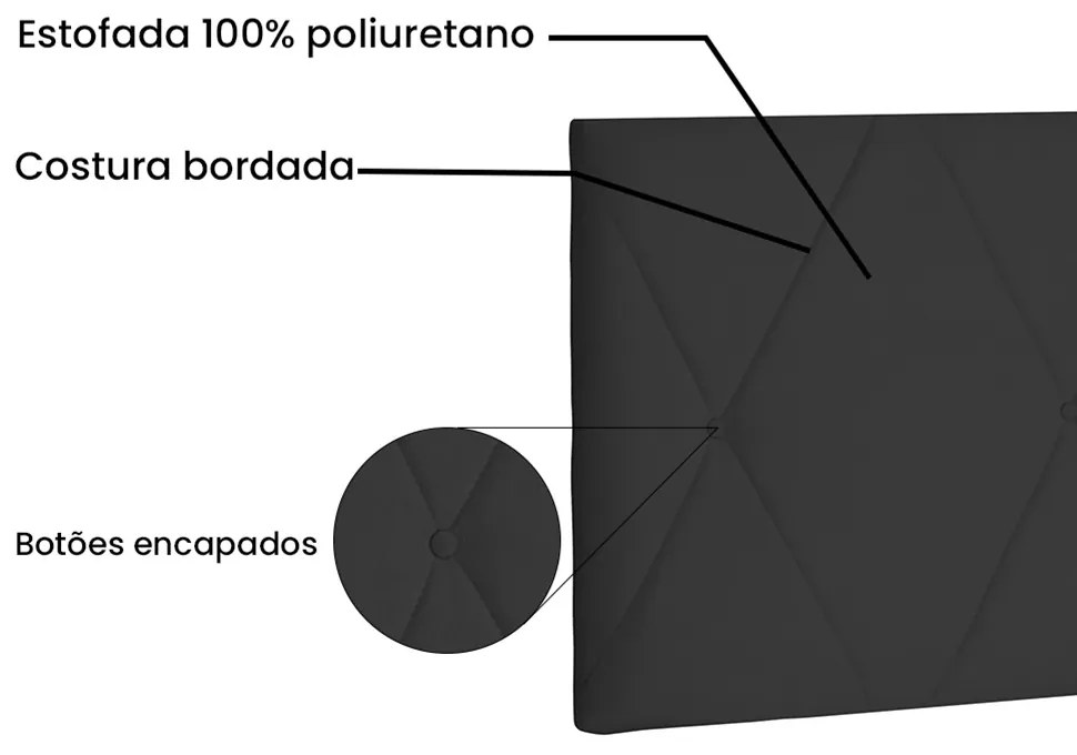 Cabeceira Painel Aquilla Para Cama Box Casal 140 cm Suede Preto - D'Rossi