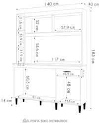 Armário de Cozinha Compacta 140cm Parisi P11 Chocolate/Off White - Mpo