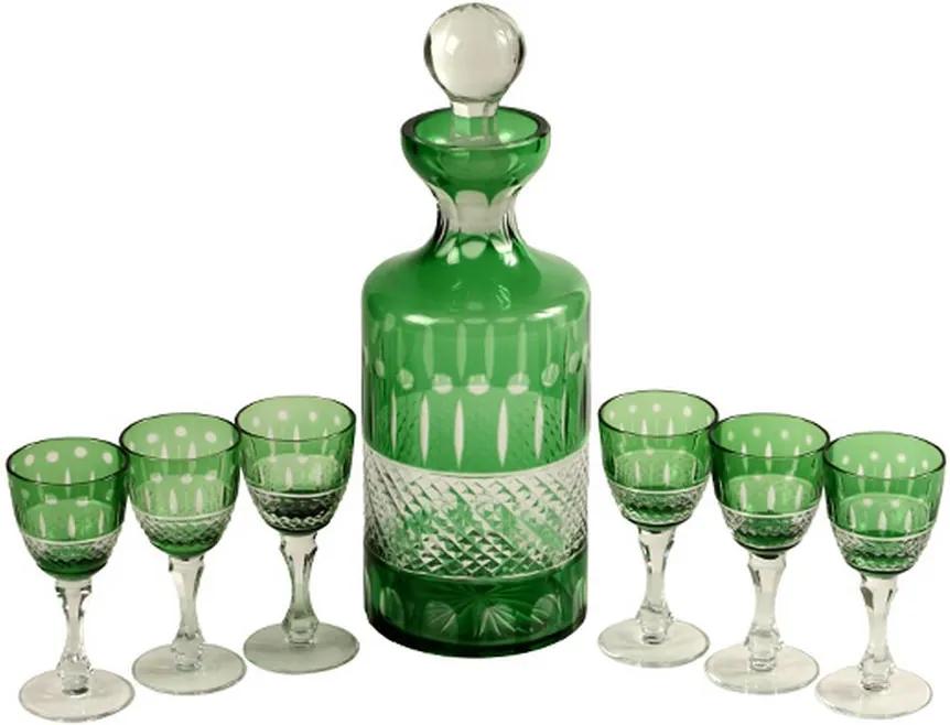 Licoreira de Vidro Decorativa Esmeralda com 6 taças