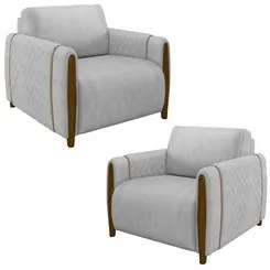 Kit 2 Poltronas Decorativas para Sala de Estar 98cm Amaranto M22 Velud