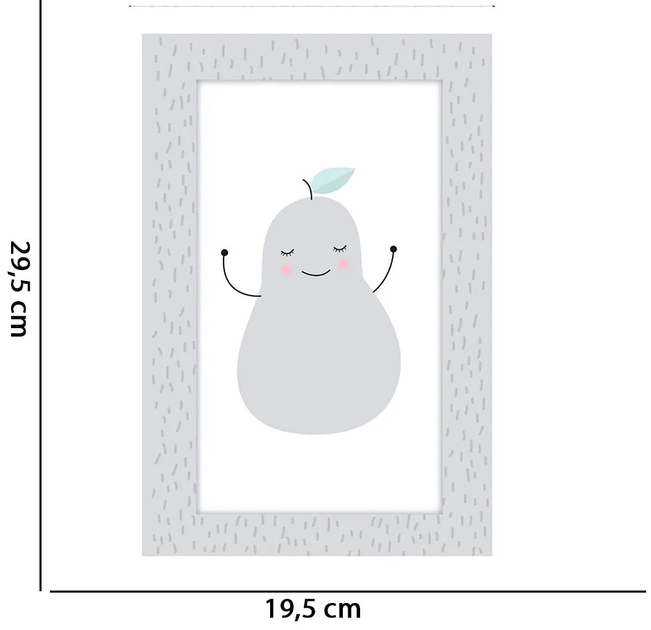 Quadro Placa Decorativa Infantil Pêra 29,5x19,5 cm - D'Rossi