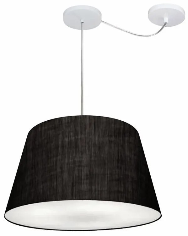 Lustre Pendente Cone Com Desvio de Centro Vivare Md-4279 Cúpula em Tecido 30x40cm - Bivolt