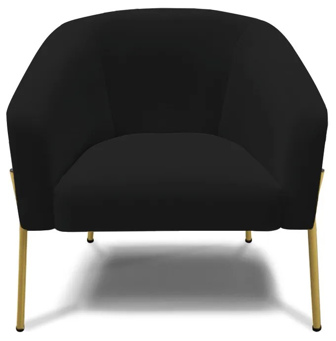 Poltrona Decorativa Pé de Ferro Dourado Kit 2 Stella Linho D03 - D'Rossi - A79 Preto