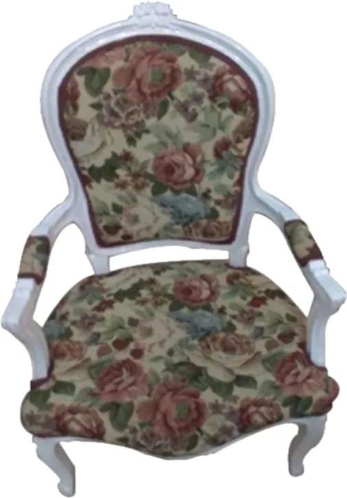 Cadeira Em Madeira Com Assento Florido