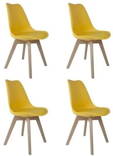 Conjunto 4 Cadeiras Saarinen Wood Amarela - Empório Tiffany