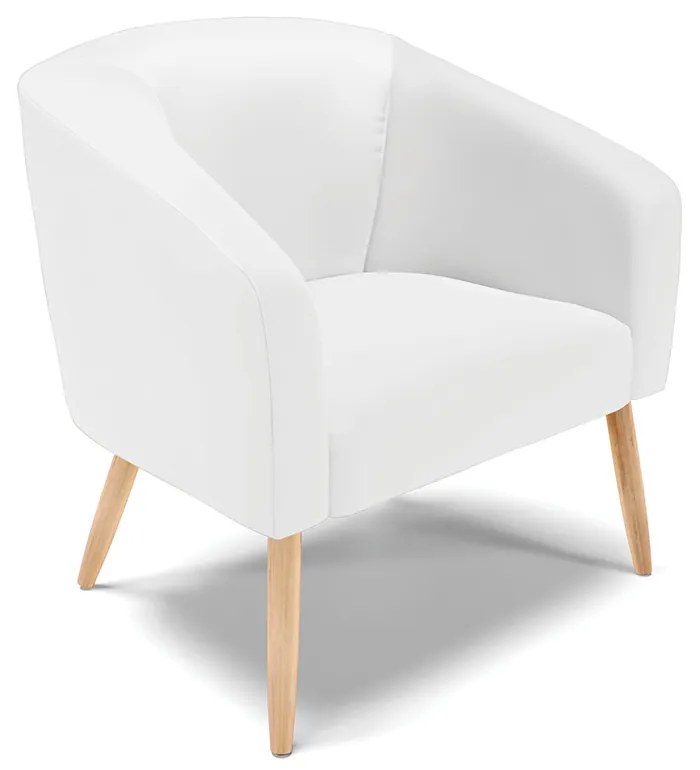 Poltrona Decorativa Pé Palito Natural Kit 2 Stella Sintético D03 - D'Rossi - Branco