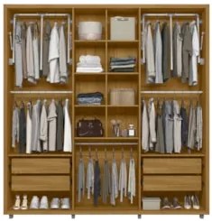 Guarda Roupa Casal 230cm Com Espelho Barok Opala/Cumaru Z10 - Mpozenat