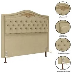 Cabeceira Cama Box Casal Queen 160cm com Tachas Imperial J02 Linho Are