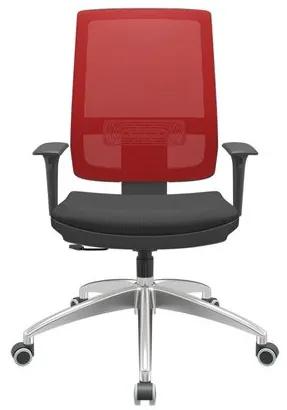Cadeira Office Brizza Tela Vermelha Assento Aero Preto RelaxPlax Base Aluminio 120cm - 63823 Sun House
