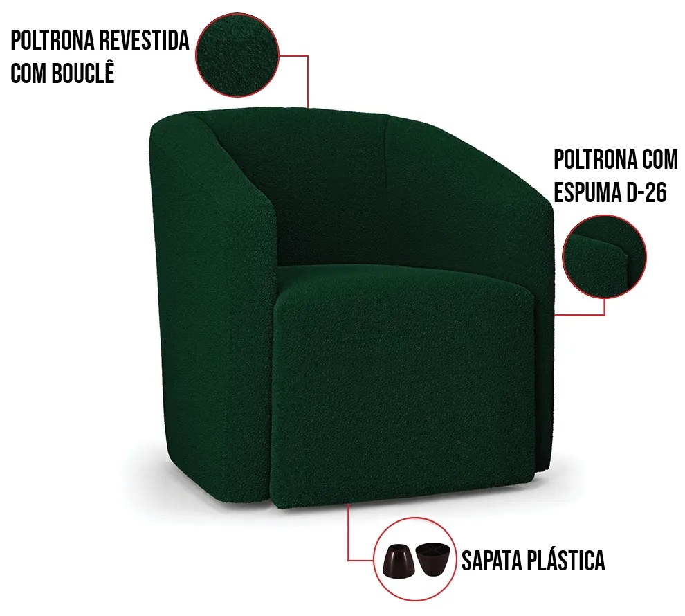 Poltrona Decorativa Orgânica Stella Max Bouclê D03 - D'Rossi - Verde