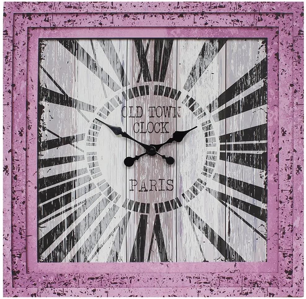 Relógio / Tela Rosa Oldtown Paris Oldway - 70x70 cm