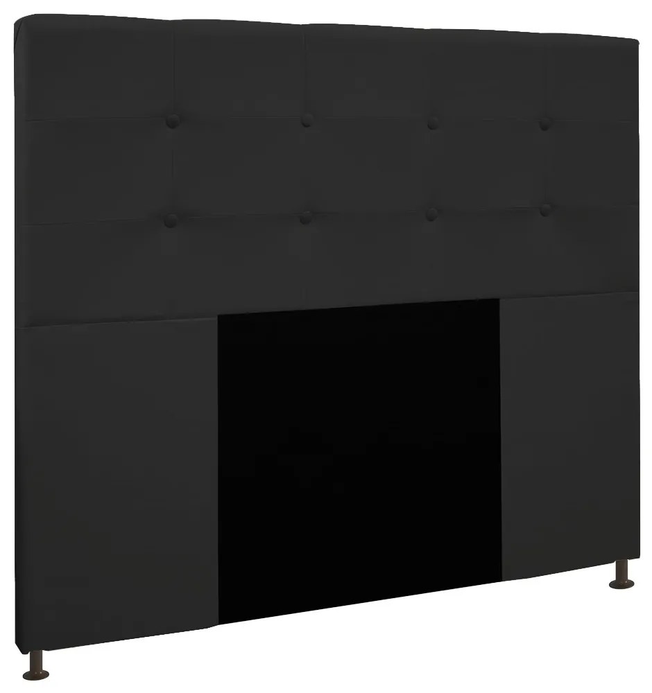 Cabeceira Safira Para Cama Box Casal 140 cm Suede - D'Rossi - Preto