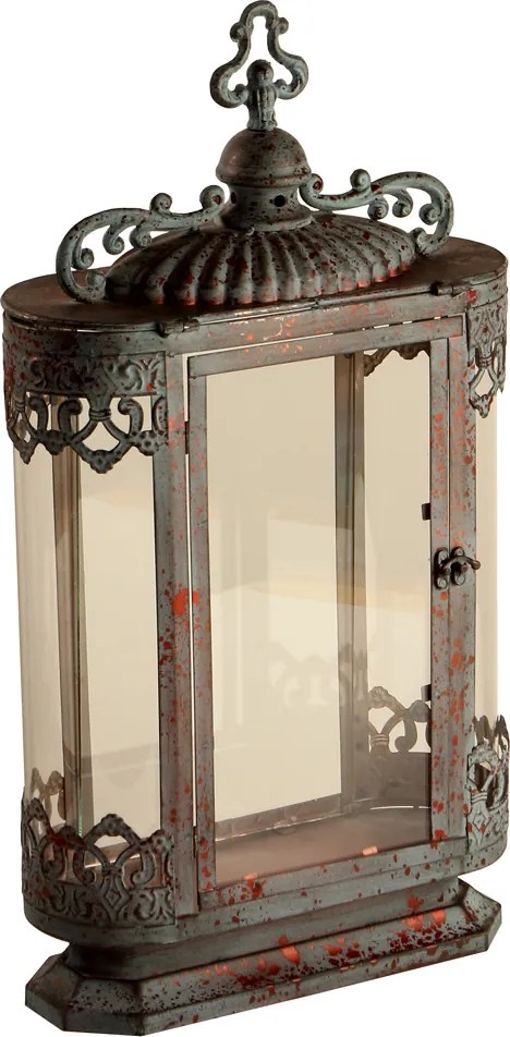Lanterna Decorativa de Metal Envelhecido e Vidro Agadir Grande