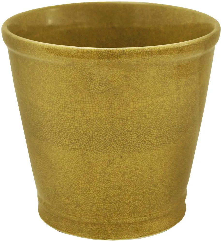 Vaso em Porcelana Amarelo Mostarda - 22x24cm
