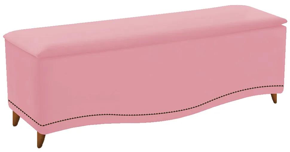 Calçadeira Estofada Yasmim 90 cm Solteiro Suede Rosa Bebê - ADJ Decor