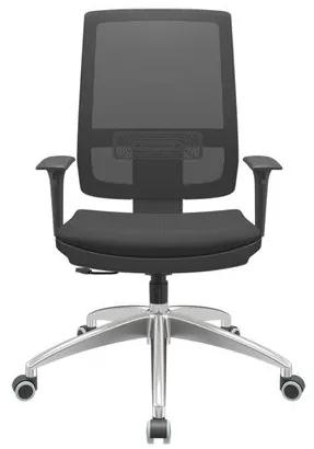 Cadeira Office Brizza Tela Preta Assento Aero Preto RelaxPlax Base Aluminio 120cm - 63815 Sun House