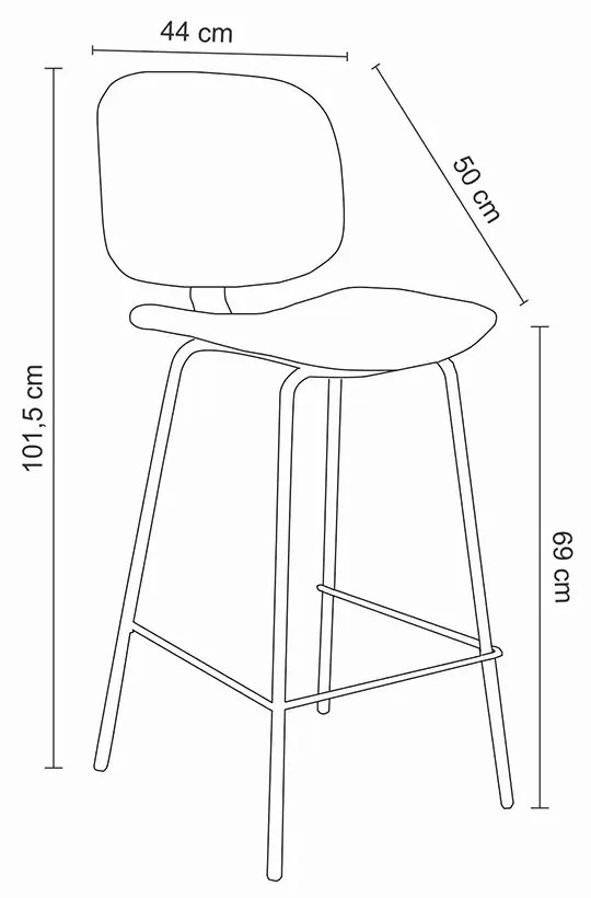 Banqueta Decorativa Kendrick PU c/Apoio Para os Pés Base Aço Caramelo G56 - Gran Belo