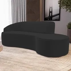 Sofá Living 3 Lugares 210cm Braço Esquerdo Mozart D06 Veludo Preto - M