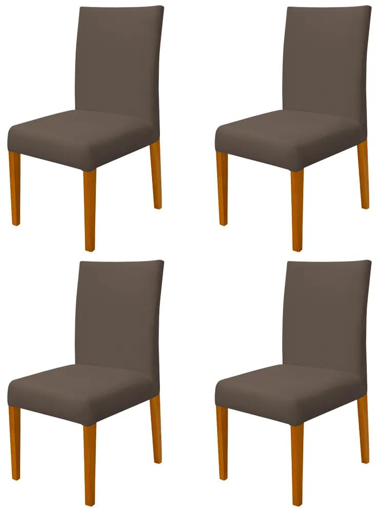 Kit 4 Cadeiras de Jantar Milan Veludo Marrom