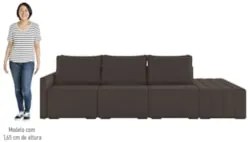 Sofá Ilha Modular com Puff para Sala Living 342cm Georgia Z08 Veludo M