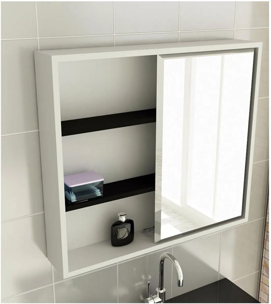Espelheira para Banheiro Modelo 22 60 cm Branca e Preta Tomdo