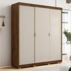Guarda Roupa Casal 200cm 3 Portas Duke Flex Imbuia/Fendi V02 - Mpozena