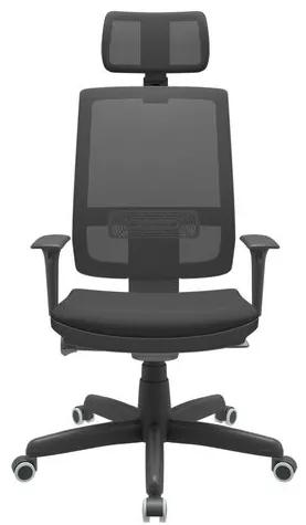 Cadeira Office Brizza Tela Preta Com Encosto Assento Aero Preto Autocompensador Base Standard 126cm - 63328 Sun House