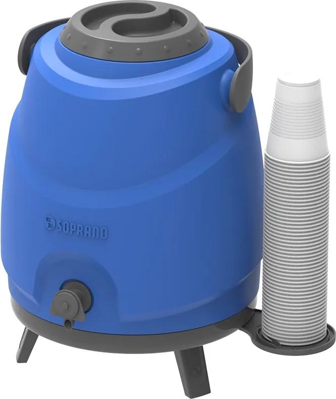 Botijão Cooler Térmico Com Porta Copos Tripe 9l Aspen Azul
