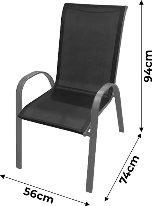 Cadeira Agnes C/ Tela Textilene Preto / Aço Chumbo
