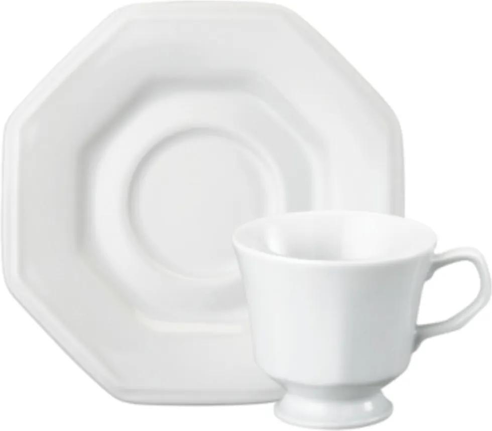 Xicaras Chá com Pires 200 ml Porcelana Schmidt - Mod. Prisma