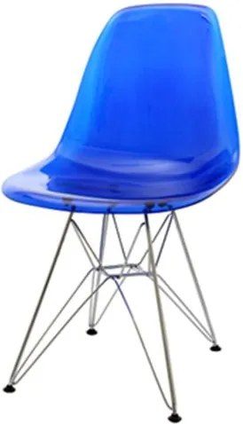 Cadeira Eames Policarbonato Azul Base Cromada 18683 Sun House