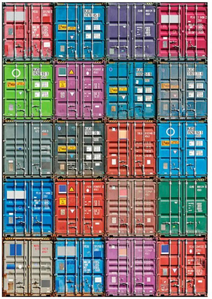 Tela Containers Colorida em MDF - Urban - 100x70 cm