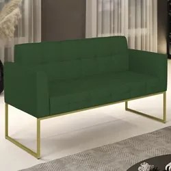 Sofá Namoradeira Base Industrial Dourado Ana Veludo Luxo Verde - Ibiza