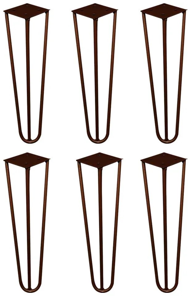 Kit 6 Pés de Metal 25 CM Hairpin Legs Rack e Puffs Bronze G41