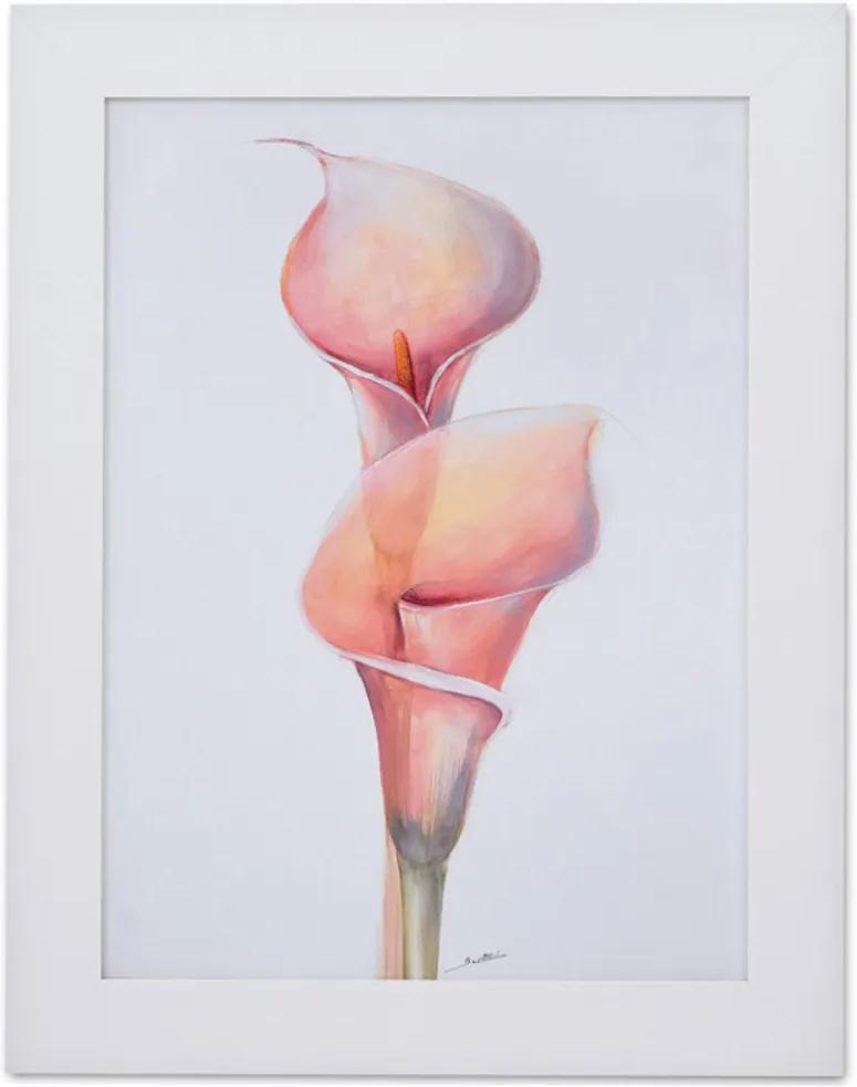 Quadro Decorativo Flor Copo De Leite Rosa Sem Vidro 60x80cm